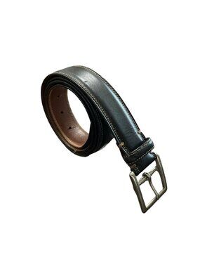 Coach Size 42 Calf Skin Leather Belt Black & Brown With Silver Buckle